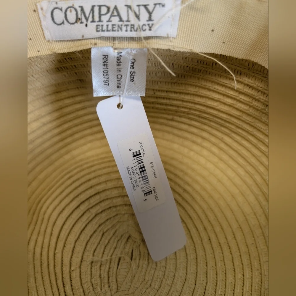 🆕️ ELLEN TRACY Oversized Sun Hat With Scarf Trim NWT